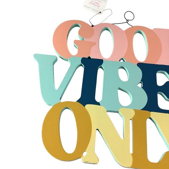 Good Vibes Only Wall Decor Hanging Sign Multicolor Wood Ashland Summer Fair - Picture 6 of 7